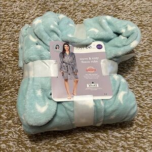 Just Be Soft Blue Fleece Robe with Star Design